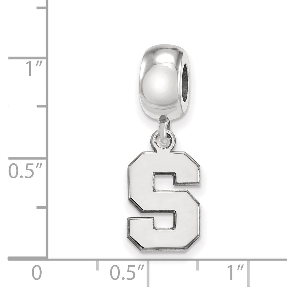 Sterling Silver Rhod-Pltd Logoart Michigan State U. Small Dangle Bead