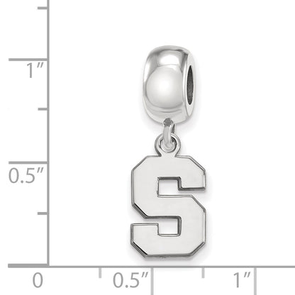 Sterling Silver Rhod-Pltd Logoart Michigan State U. Small Dangle Bead