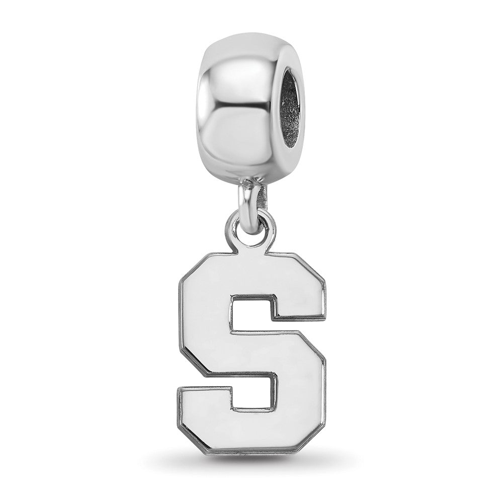 Sterling Silver Rhod-Pltd Logoart Michigan State U. Small Dangle Bead