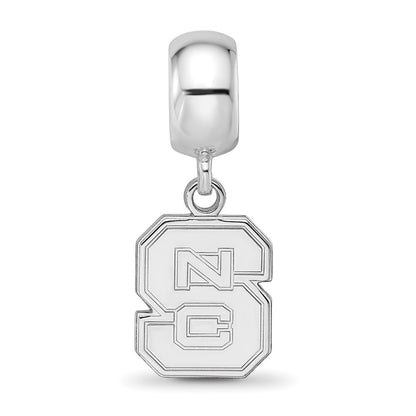 Sterling Silver Rhod-Pltd Logoart North Carolina State U. Sm Dangle Bead