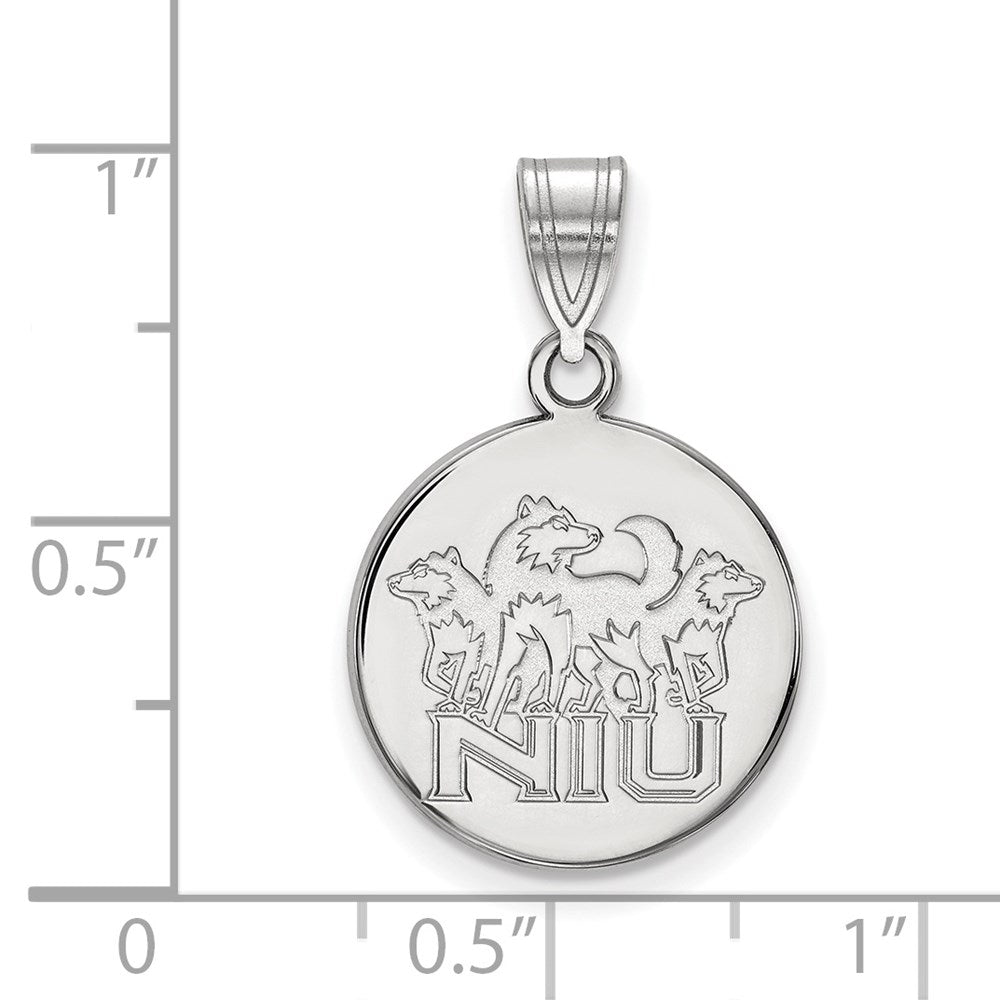 10K White Gold Logoart Northern Illinois University N I U With Huskies Medium Disc Pendant