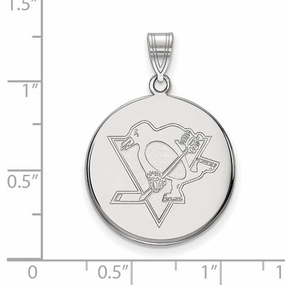 10K White Gold Nhl Logoart Pittsburgh Penguins Large Disc Pendant