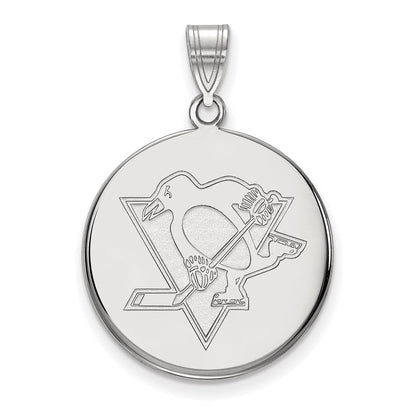 14K White Gold Nhl Logoart Pittsburgh Penguins Large Disc Pendant