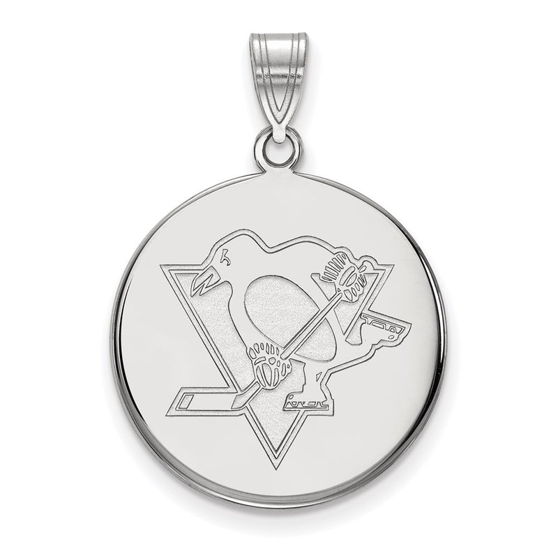 14K White Gold Nhl Logoart Pittsburgh Penguins Large Disc Pendant