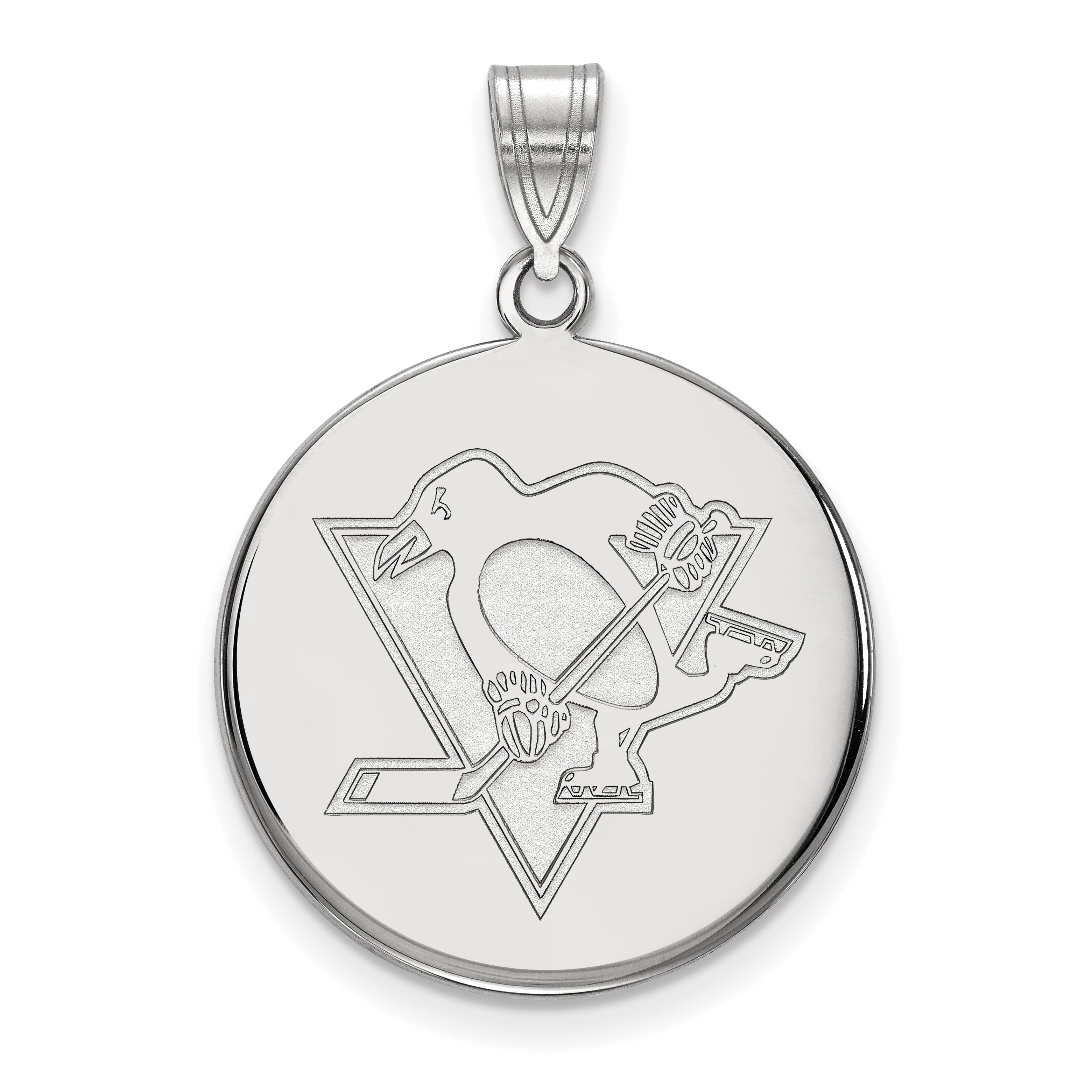 10K White Gold Nhl Logoart Pittsburgh Penguins Large Disc Pendant