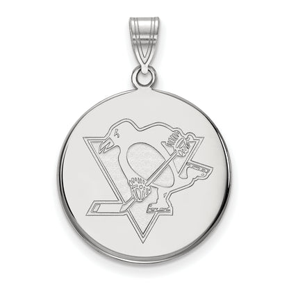 10K White Gold Nhl Logoart Pittsburgh Penguins Large Disc Pendant