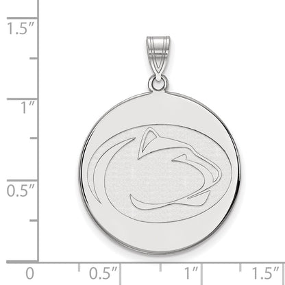 Sterling Silver Rhodium Plated Logoart Penn State University Lion Extra Large Disc Pendant