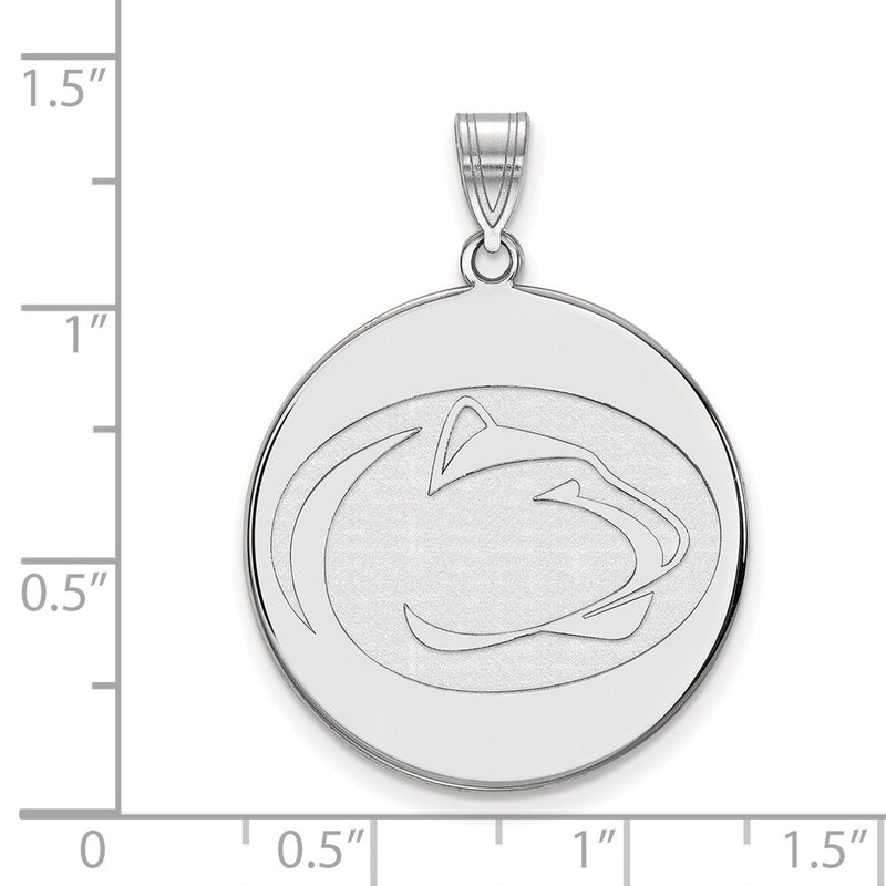 Sterling Silver Rhodium Plated Logoart Penn State University Lion Extra Large Disc Pendant