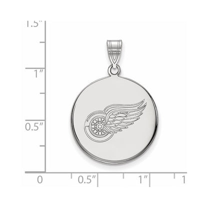 Sterling Silver Rhodium Plated Nhl Logoart Detroit Red Wings Large Disc Pendant