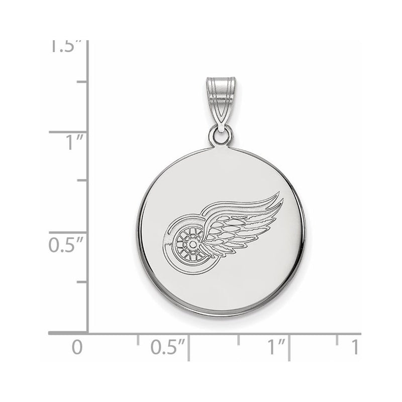 Sterling Silver Rhodium Plated Nhl Logoart Detroit Red Wings Large Disc Pendant