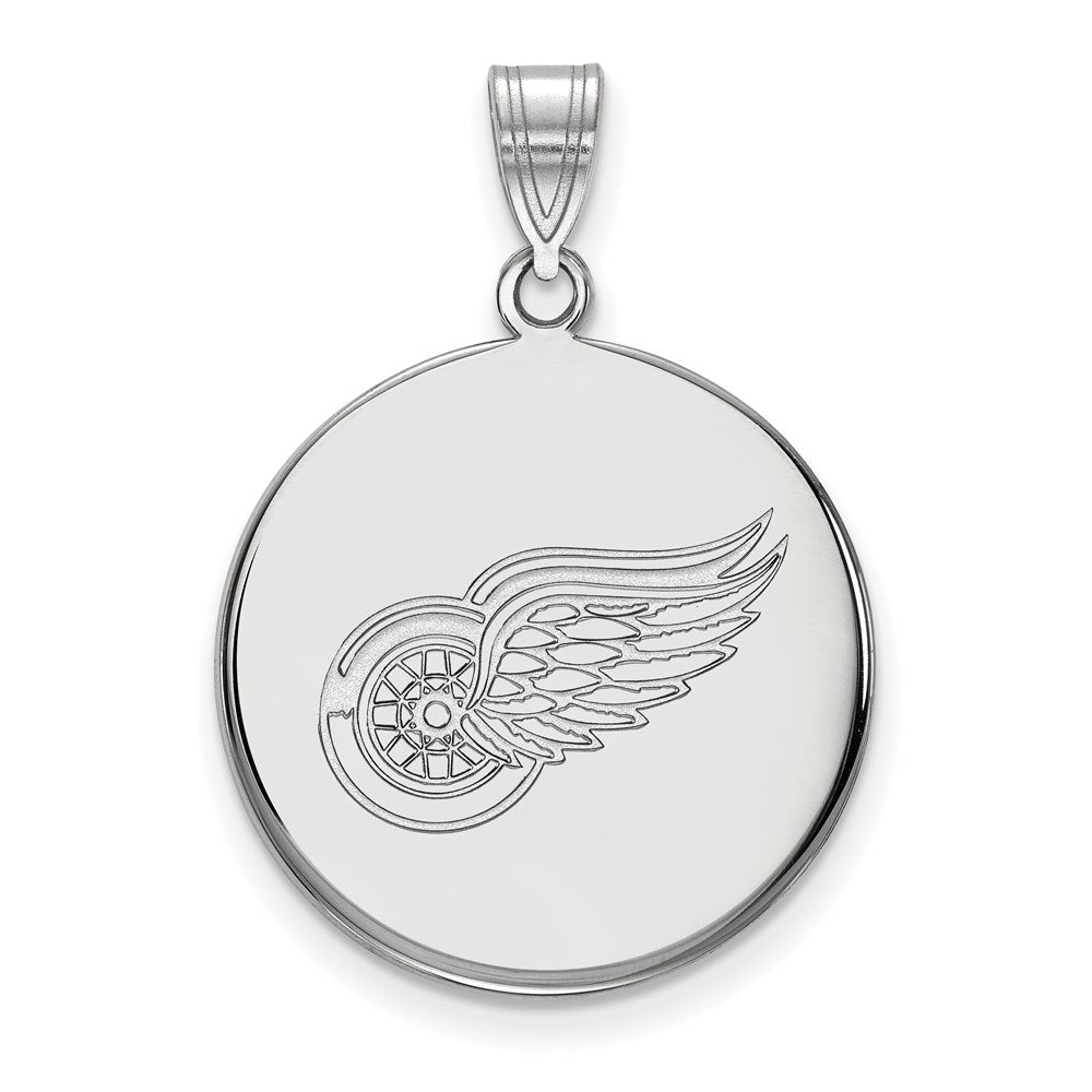 Sterling Silver Rhodium Plated Nhl Logoart Detroit Red Wings Large Disc Pendant