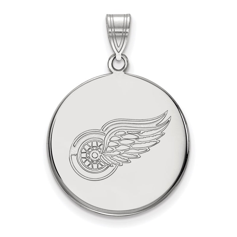 Sterling Silver Rhodium Plated Nhl Logoart Detroit Red Wings Large Disc Pendant