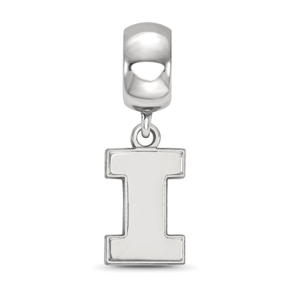 Sterling Silver Rhod-Pltd Logoart University of Illinois Small Dangle Bead