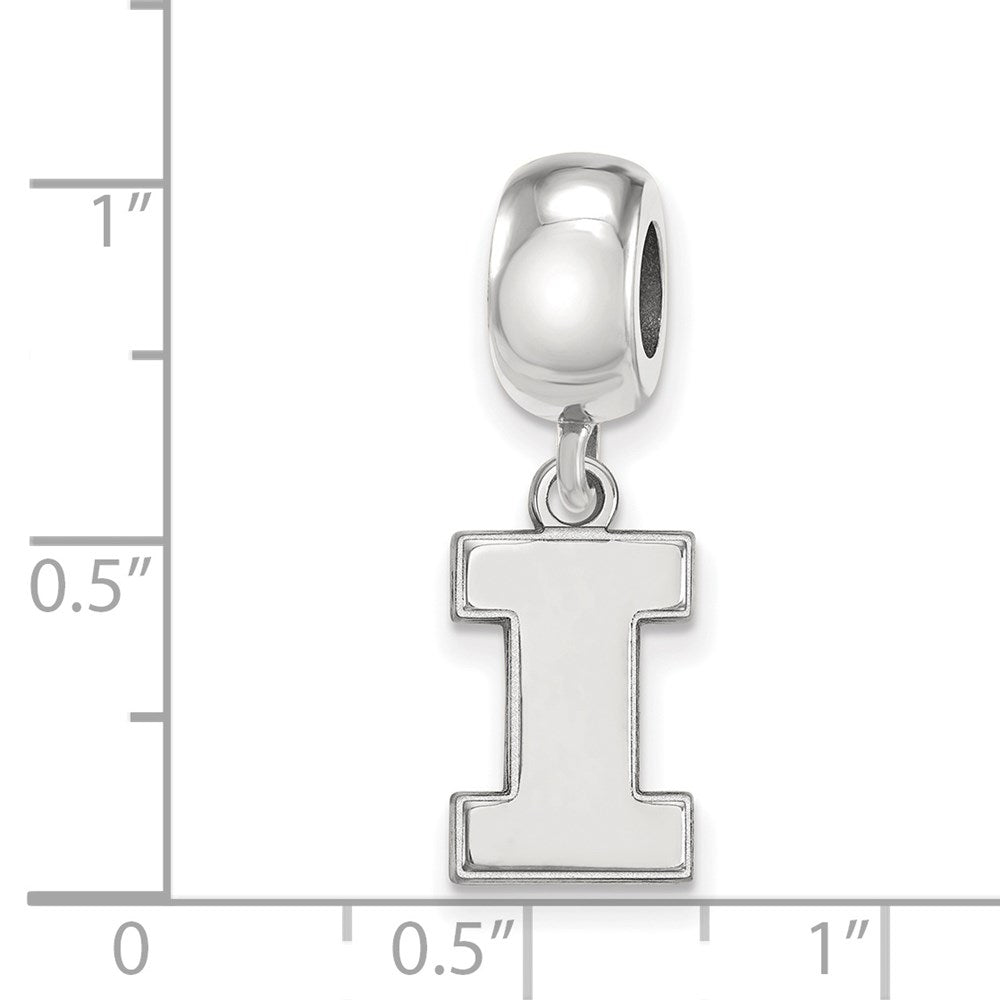 Sterling Silver Rhod-Pltd Logoart University of Illinois Small Dangle Bead