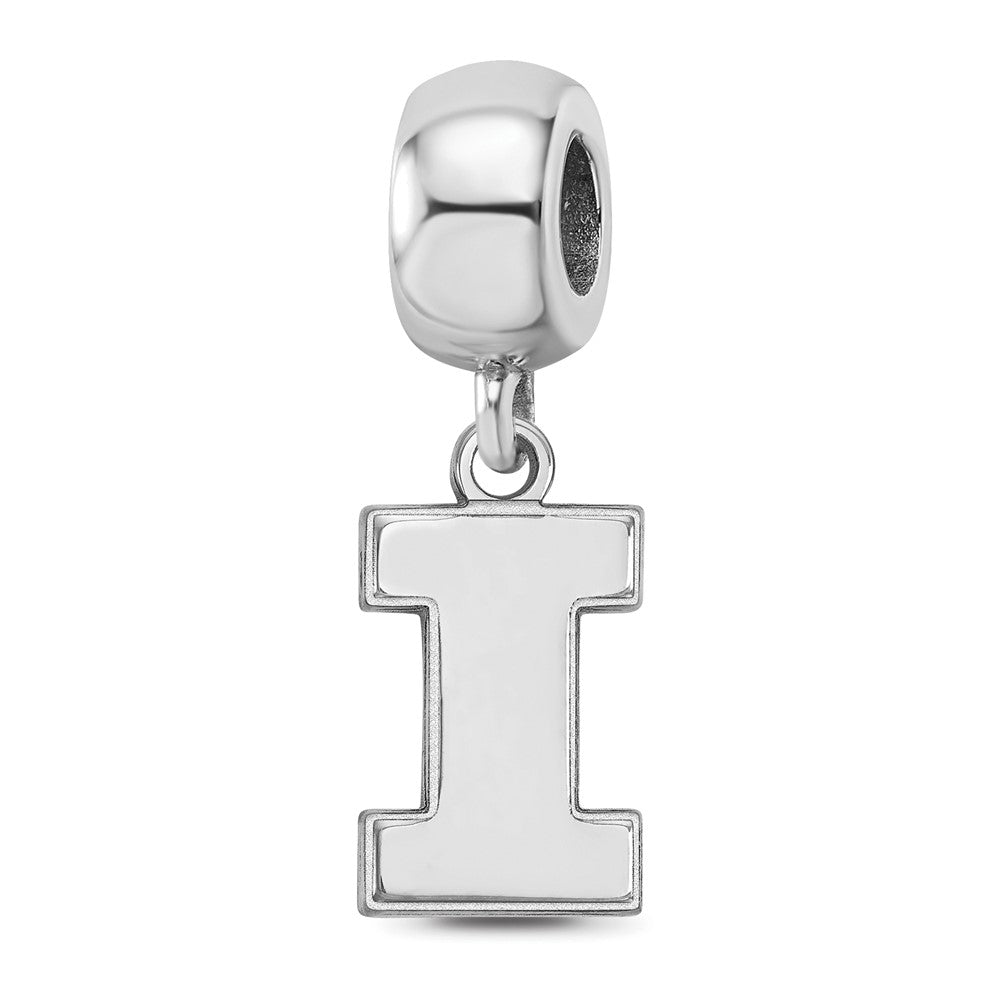 Sterling Silver Rhod-Pltd Logoart University of Illinois Small Dangle Bead