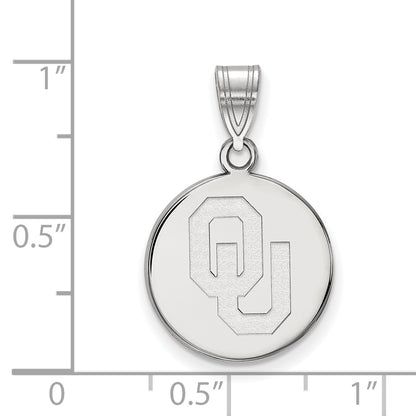 10K White Gold Logoart University Of Oklahoma O U Medium Disc Pendant