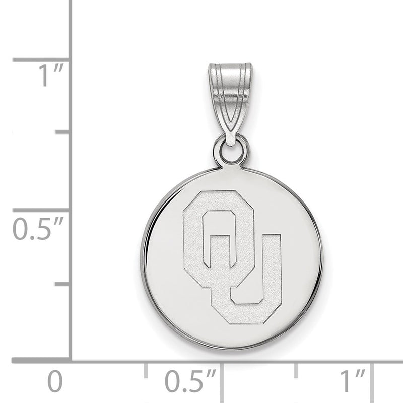 14K White Gold Logoart University Of Oklahoma O U Medium Disc Pendant