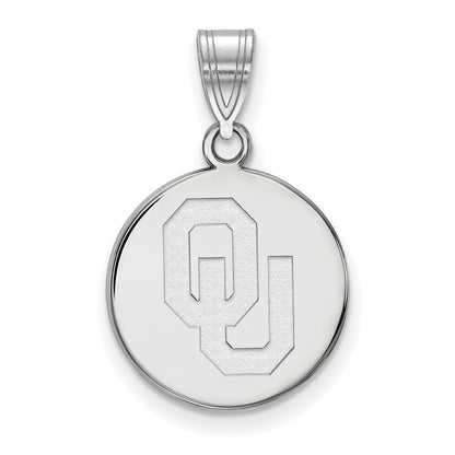 10K White Gold Logoart University Of Oklahoma O U Medium Disc Pendant