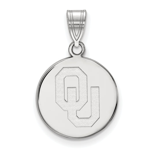 10K White Gold Logoart University Of Oklahoma O U Medium Disc Pendant