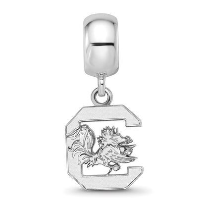 Sterling Silver Rhod-Pltd Logoart U. of South Carolina Sm Dangle Bead