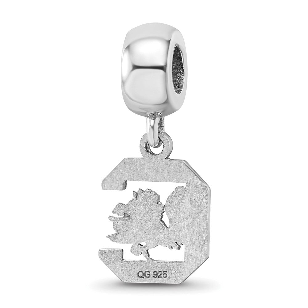 Sterling Silver Rhod-Pltd Logoart U. of South Carolina Sm Dangle Bead
