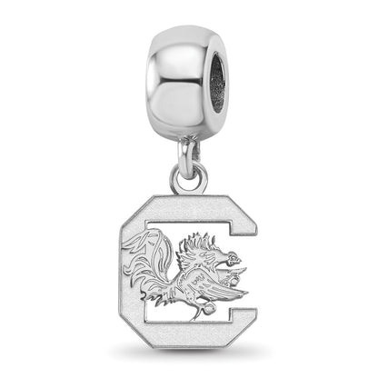 Sterling Silver Rhod-Pltd Logoart U. of South Carolina Sm Dangle Bead