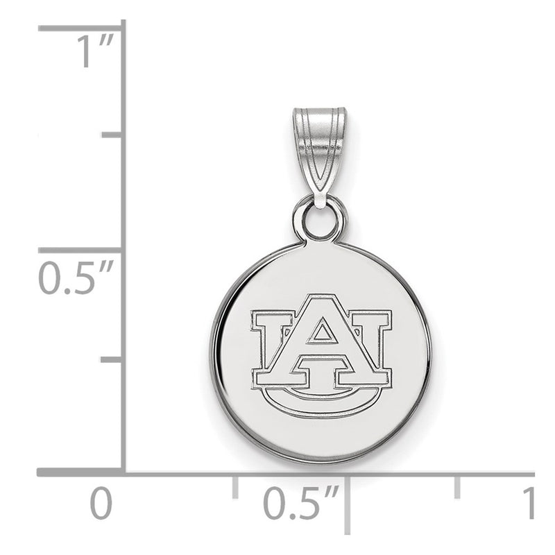 Sterling Silver Rhodium Plated Logoart Auburn University Small Disc Pendant