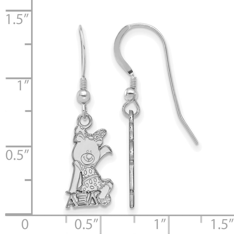 Sterling Silver Rhodium Plated Logoart Alpha Xi Delta Sorority Symbol Small Dangle Wire Earrings