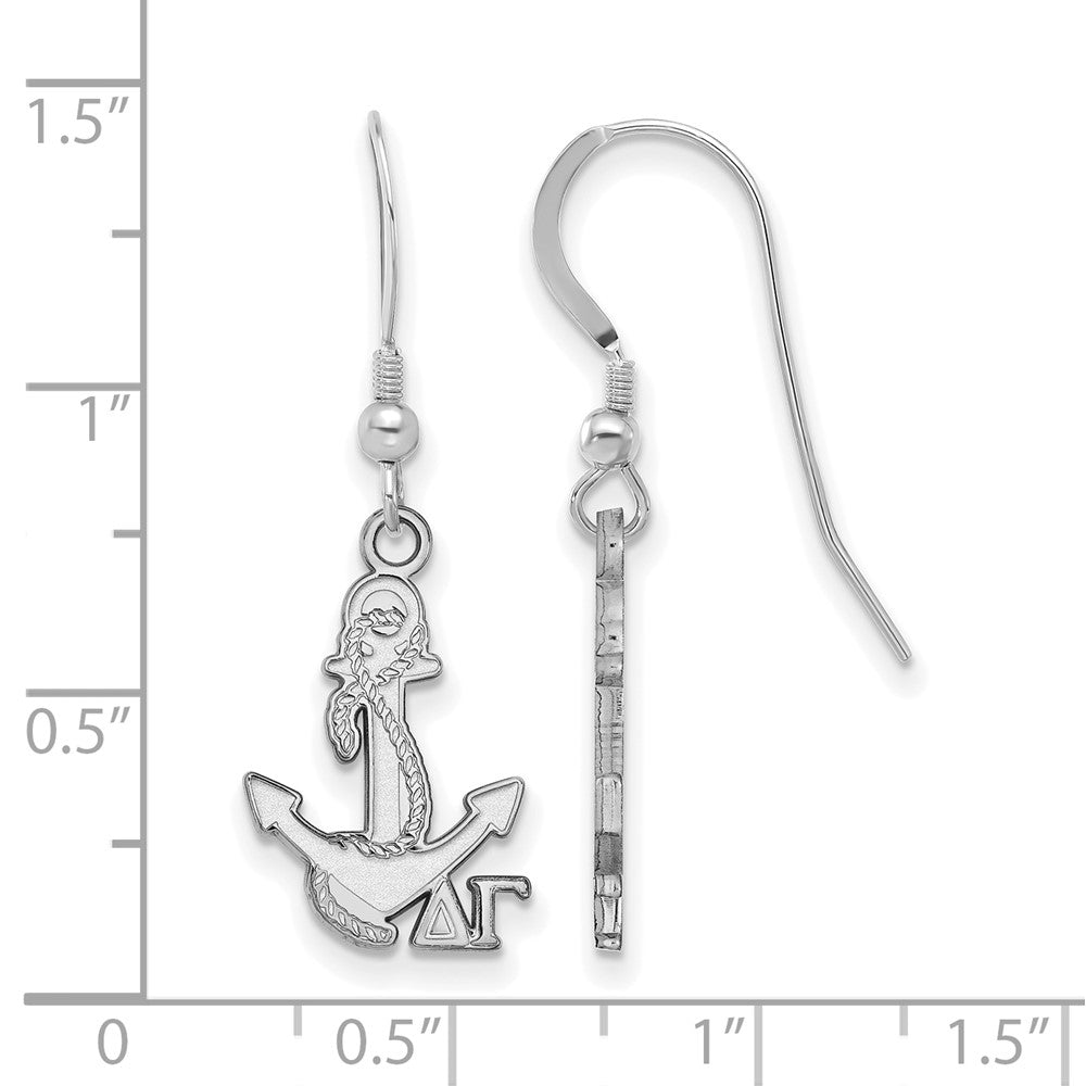 Sterling Silver Rhodium Plated Logoart Delta Gamma Sorority Symbol Small Dangle Wire Earrings
