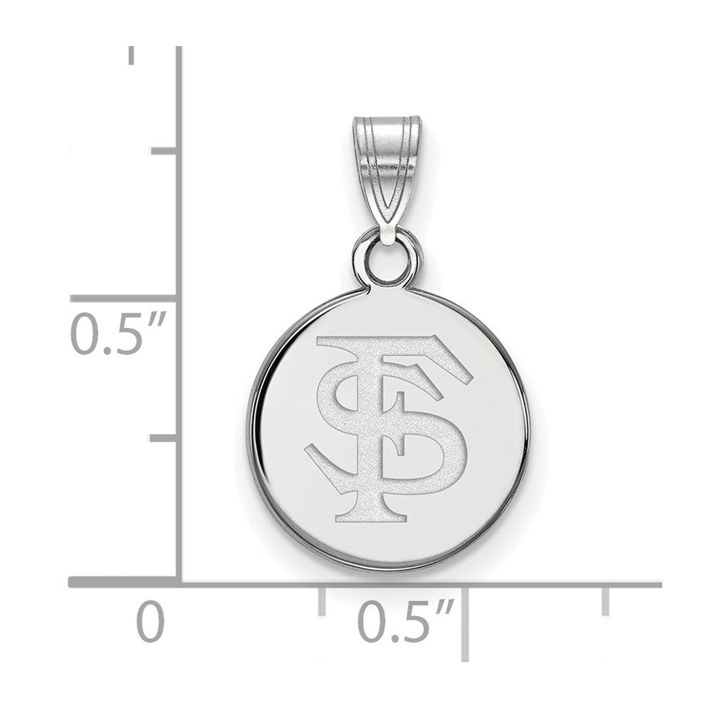 Sterling Silver Rhodium Plated Logoart Florida State University F S Small Disc Pendant