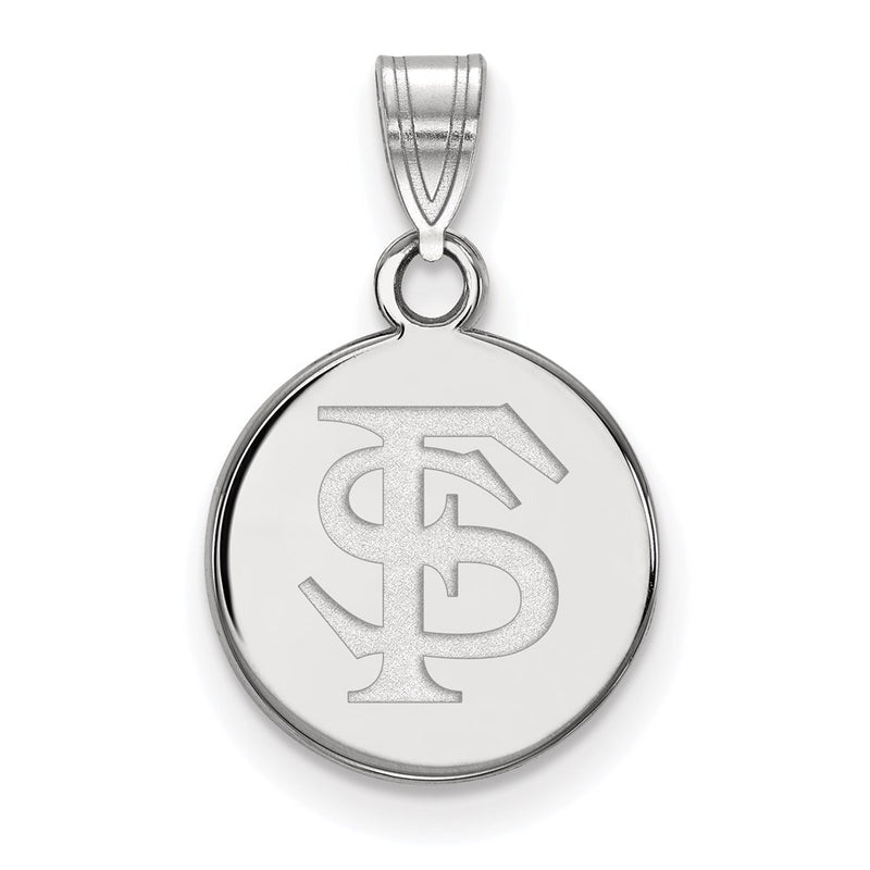 10K White Gold Logoart Florida State University F S Small Disc Pendant