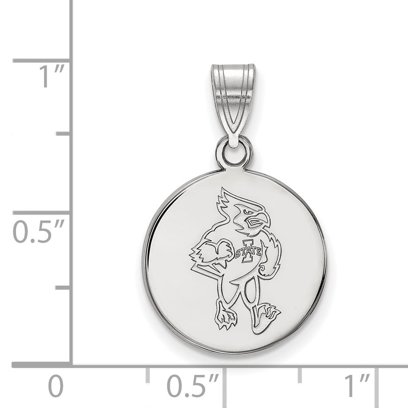 10K White Gold Logoart Iowa State University Cardinal Medium Disc Pendant