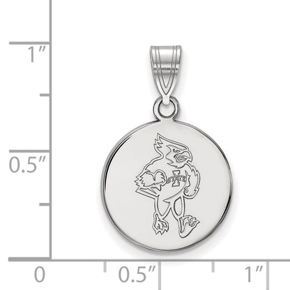 Sterling Silver Rhodium Plated Logoart Iowa State University Cardinal Medium Disc Pendant