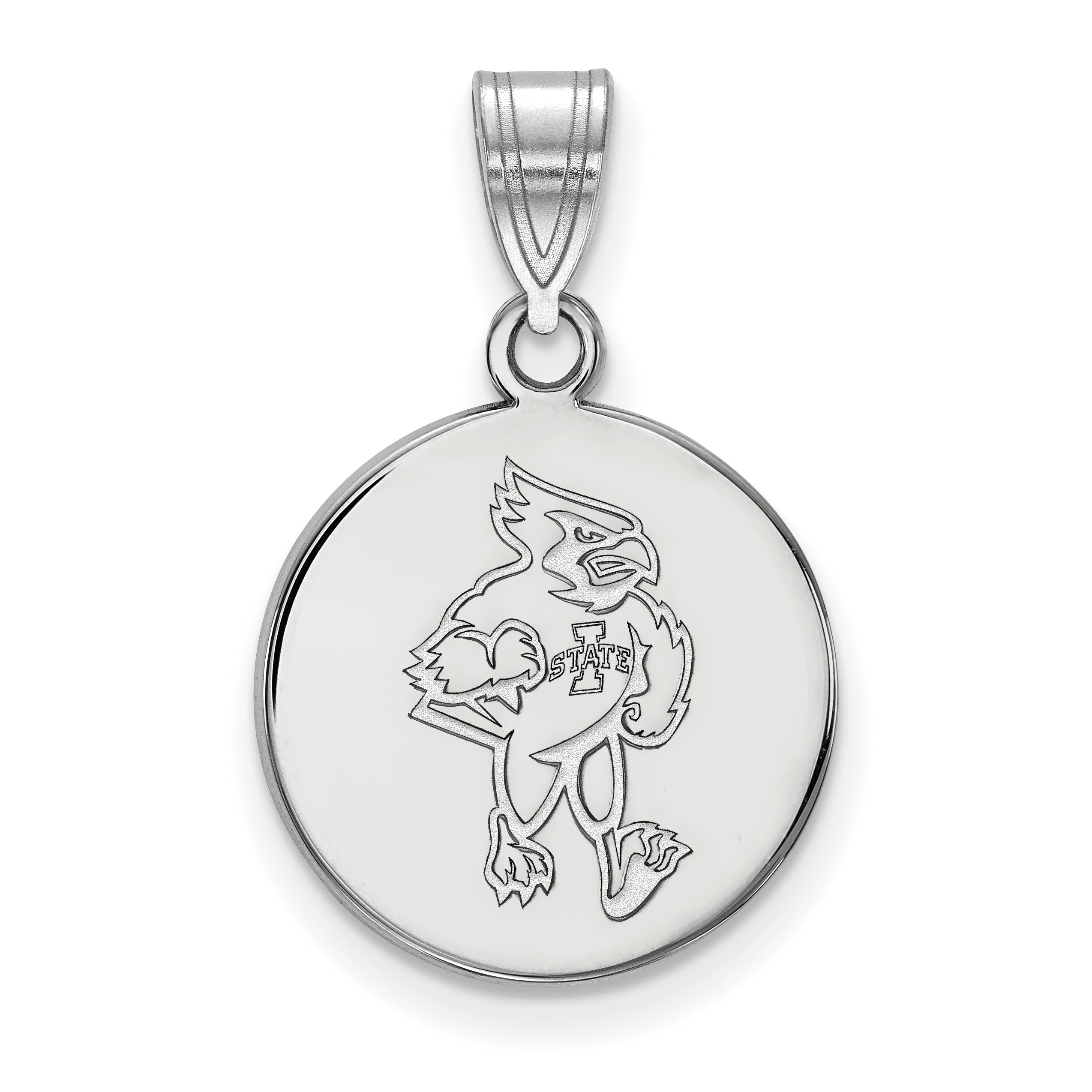 10K White Gold Logoart Iowa State University Cardinal Medium Disc Pendant