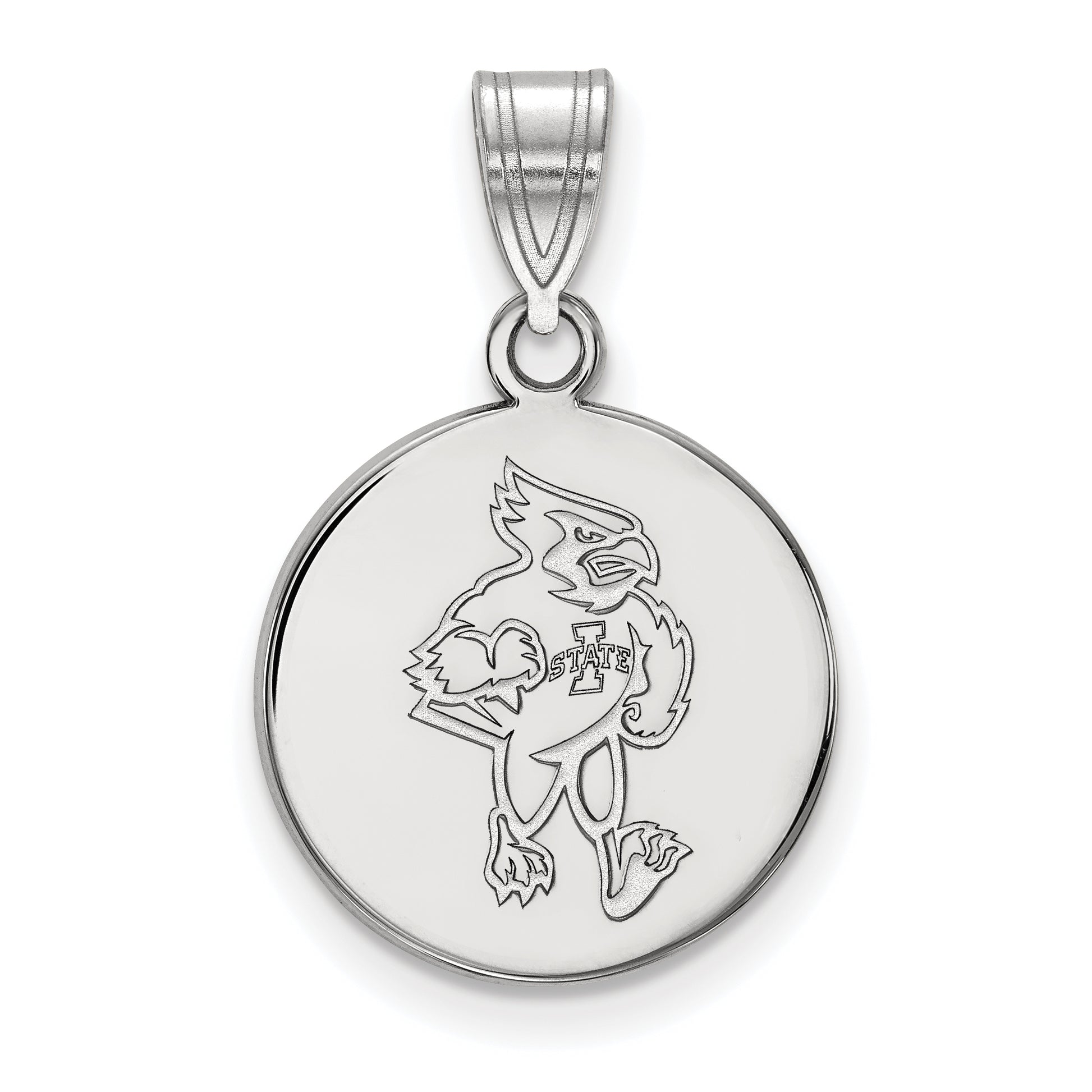 10K White Gold Logoart Iowa State University Cardinal Medium Disc Pendant