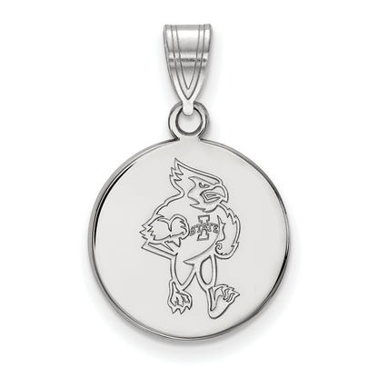 10K White Gold Logoart Iowa State University Cardinal Medium Disc Pendant