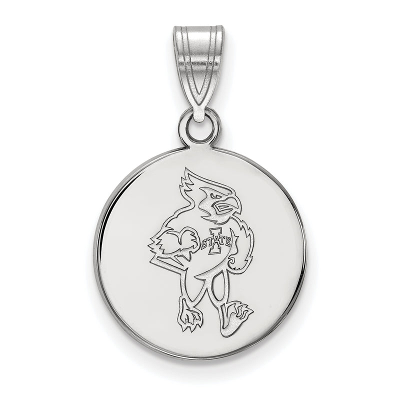 10K White Gold Logoart Iowa State University Cardinal Medium Disc Pendant