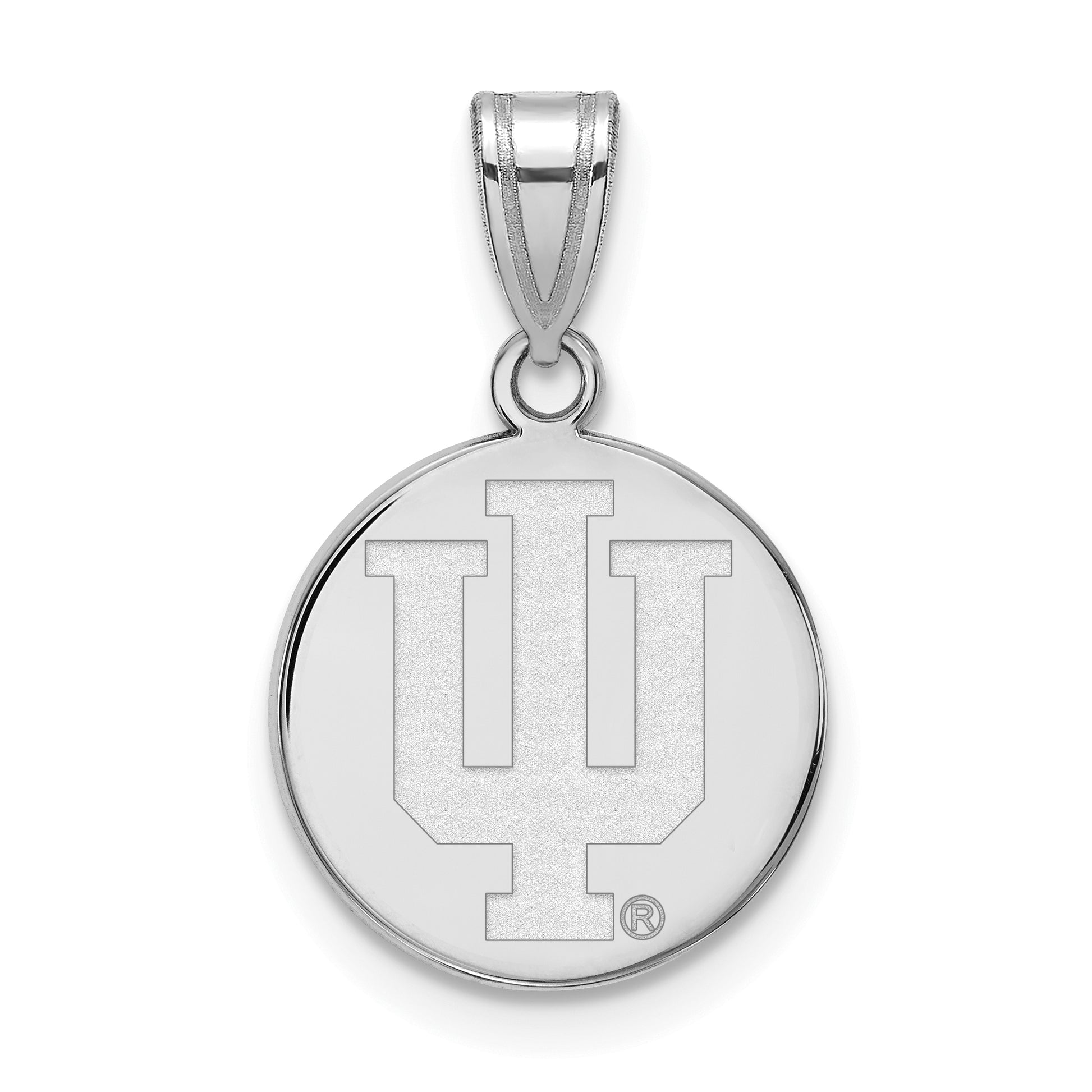 10K White Gold Logoart Indiana University I U Medium Disc Pendant