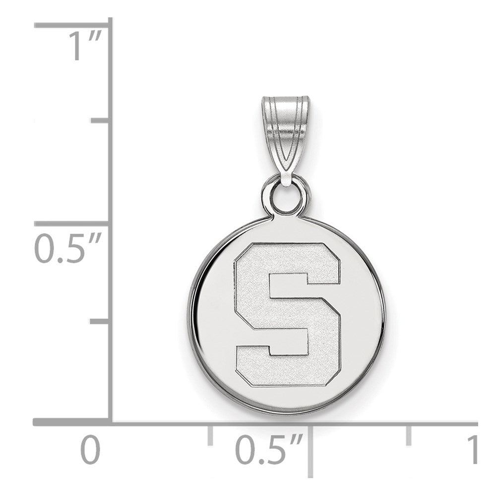 10K White Gold Logoart Michigan State University Letter S Small Disc Pendant