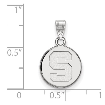 10K White Gold Logoart Michigan State University Letter S Small Disc Pendant