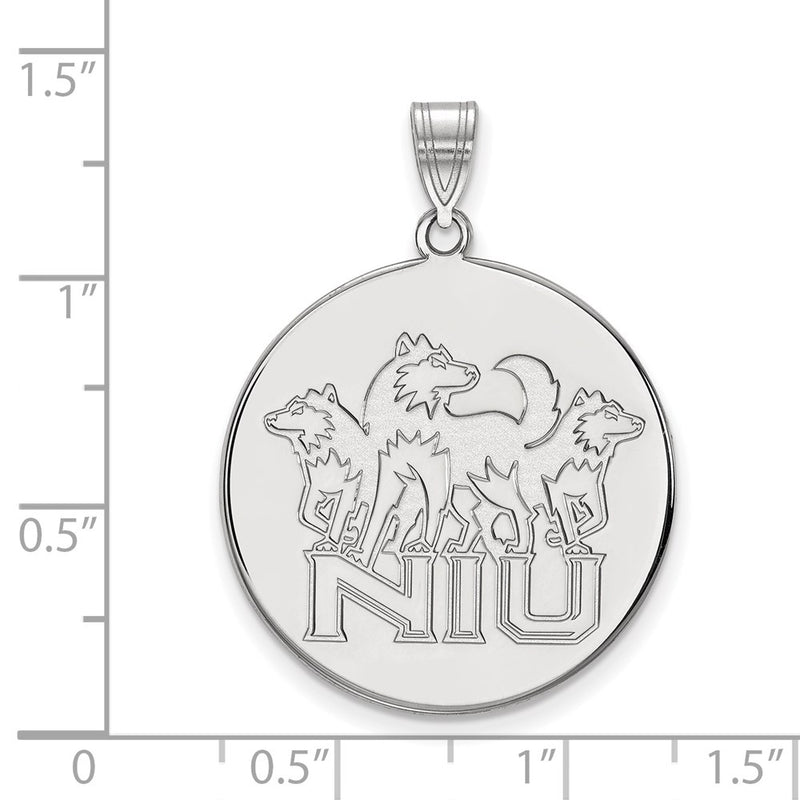 10K White Gold Logoart Northern Illinois University N I U With Huskies Extra Large Disc Pendant