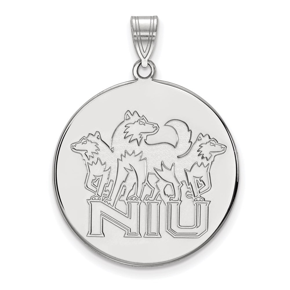10K White Gold Logoart Northern Illinois University N I U With Huskies Extra Large Disc Pendant