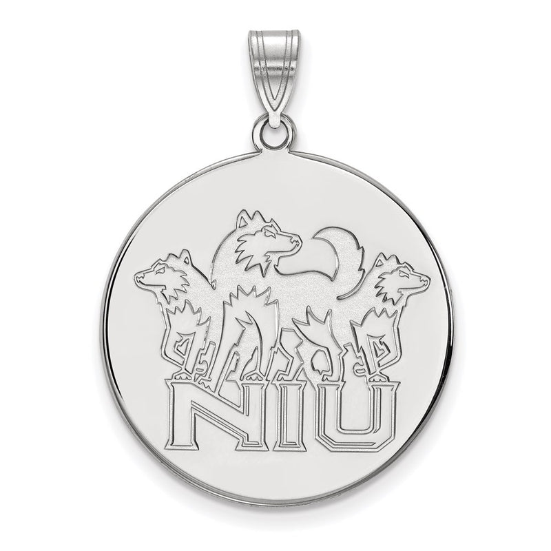 10K White Gold Logoart Northern Illinois University N I U With Huskies Extra Large Disc Pendant