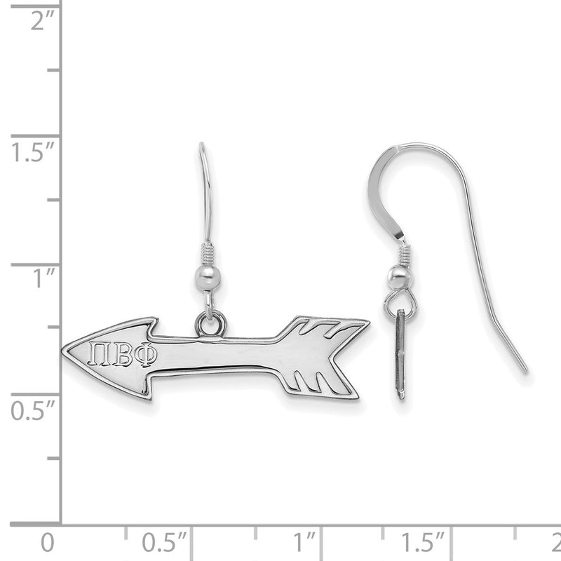 Sterling Silver Rhodium Plated Logoart Pi Beta Phi Sorority Symbol Small Dangle Wire Earrings