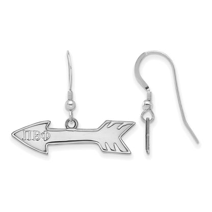 Sterling Silver Rhodium Plated Logoart Pi Beta Phi Sorority Symbol Small Dangle Wire Earrings