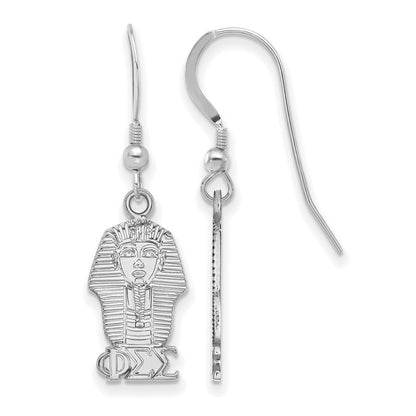 Sterling Silver Rhodium Plated Logoart Phi Sigma Sorority Symbol Small Dangle Wire Earrings