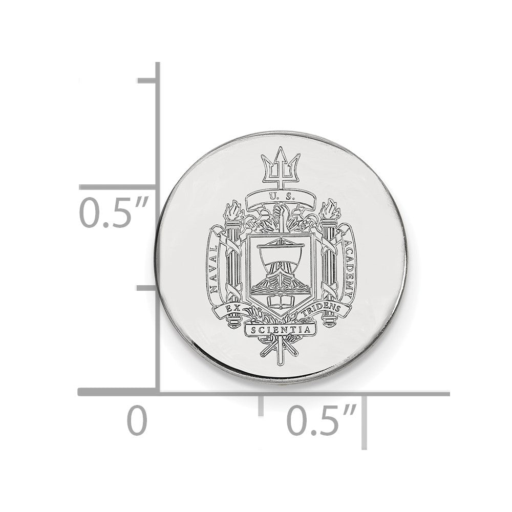 Sterling Silver Rhod-Pltd Logoart Us Naval Academy Crest Lapel Pin
