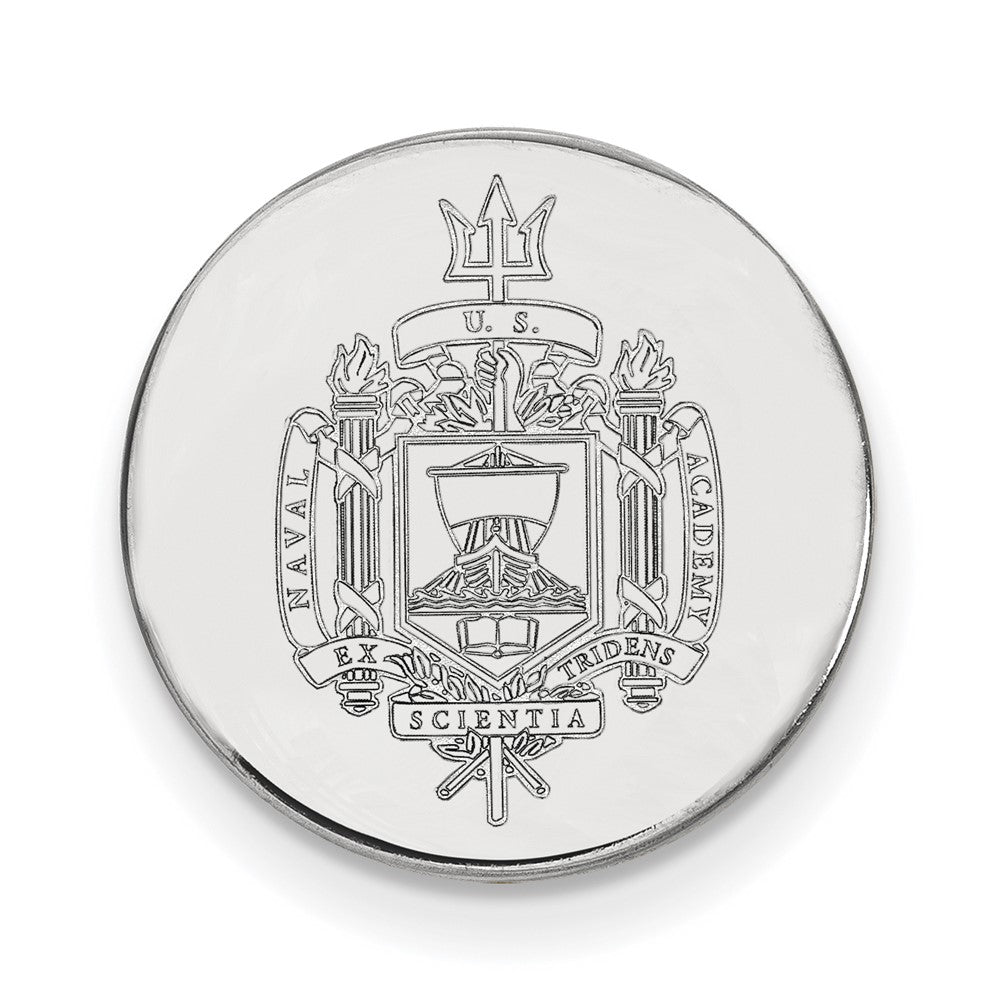 Sterling Silver Rhod-Pltd Logoart Us Naval Academy Crest Lapel Pin