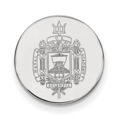Sterling Silver Rhod-Pltd Logoart Us Naval Academy Crest Lapel Pin