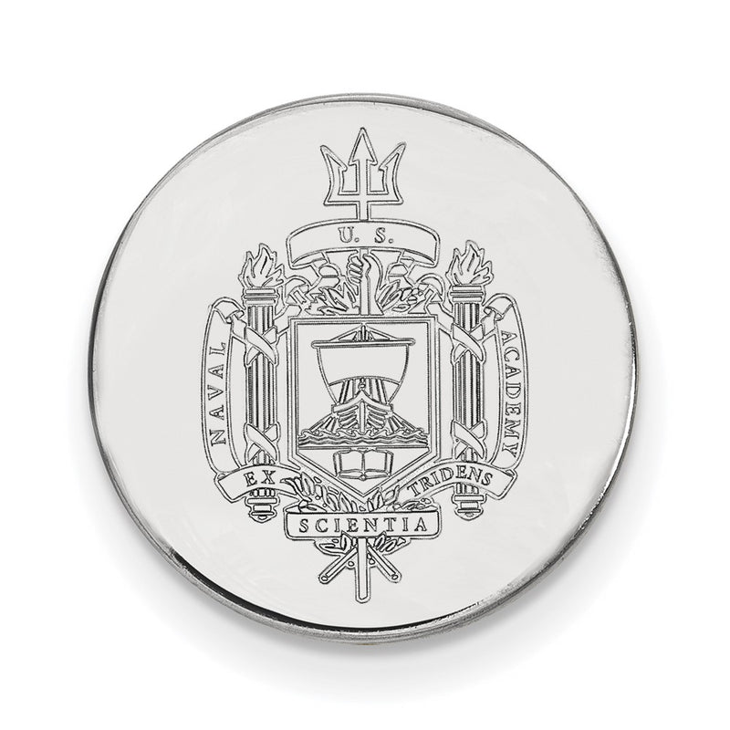Sterling Silver Rhod-Pltd Logoart Us Naval Academy Crest Lapel Pin